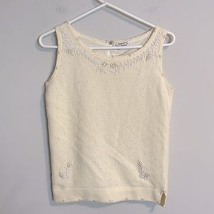Vintage Nanamist by Nan Dorsey sleeveless beaded cream sweater